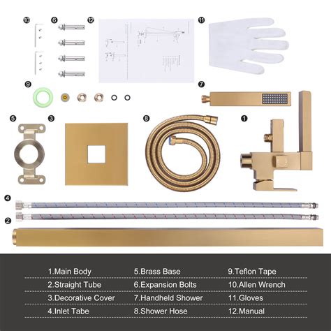 ALEASHA Gold Floor Mount Tub Faucet Freestanding Bathtub Faucet, High ...