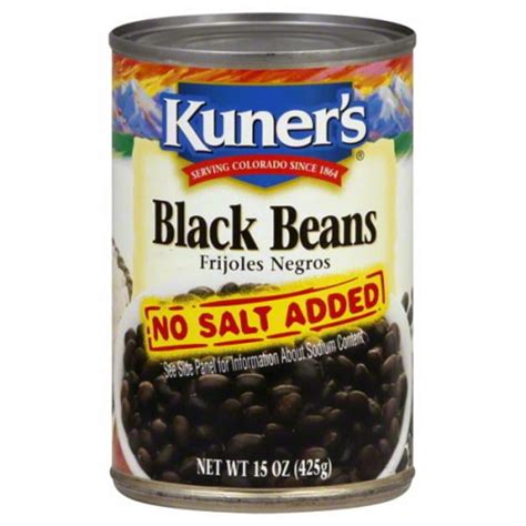 Kuners Low Sodium Black Beans, No Salt, 15 oz - Pack of 12 - Walmart.com