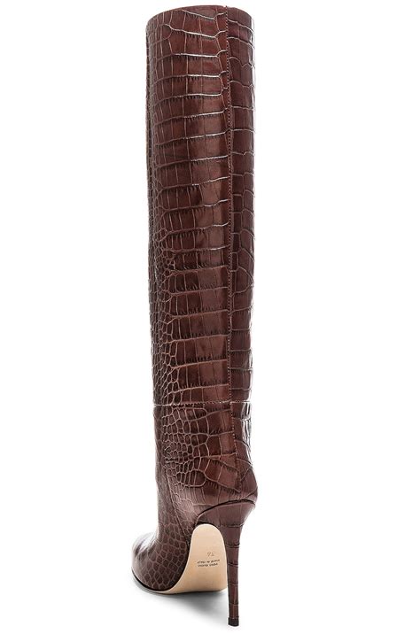 Paris Texas Stiletto Knee High Boot in Brown Croc | FWRD