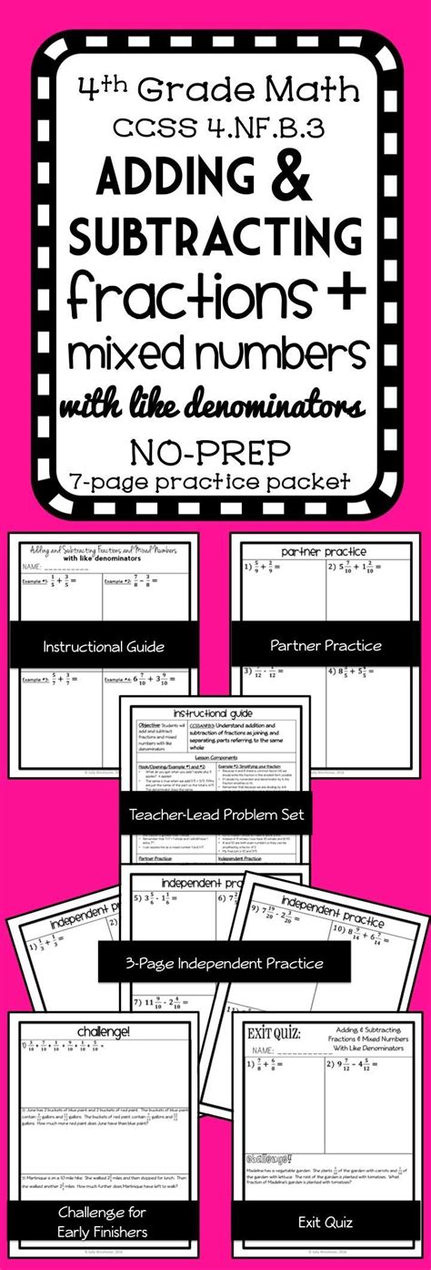 Adding and Subtracting Fraction Word Problems Mixed Practice 的图像结果