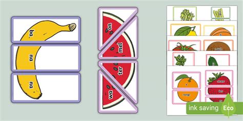 Syllable Food Puzzles (teacher made) - Twinkl