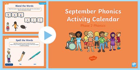 Phase 2 September Phonics Activity Calendar PowerPoint