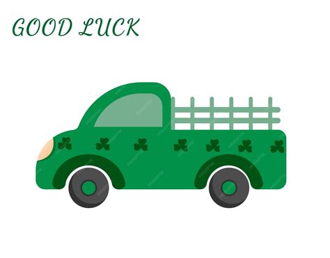 Premium Vector | Green color car with clover silhouette and good luck lettering