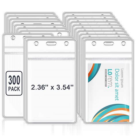 Buy Marspark 300 Pieces Clear Plastic Horizontal Name Badge ID Card ...