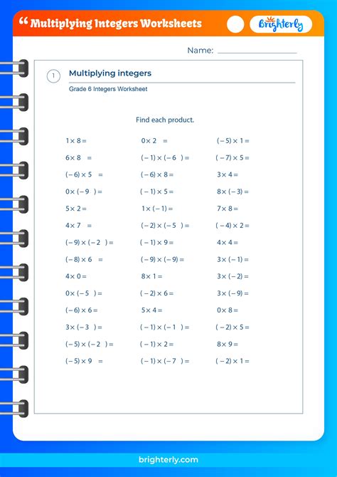 Multiplying And Dividing Integers Worksheet Pdf