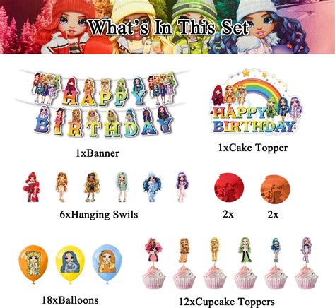 Rainbow High Dolls Theme Birthday Slumber Party Supplies Decorations ...