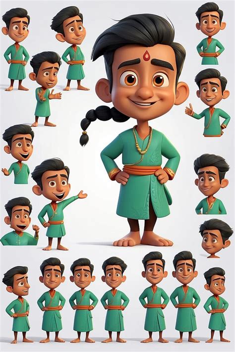 Homme indien personnage de dessin animé ensemble pour l'animation ...