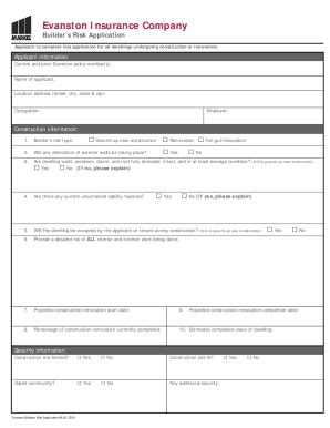 Fillable Online Evanston Builders Risk Application.docx Fax Email Print ...