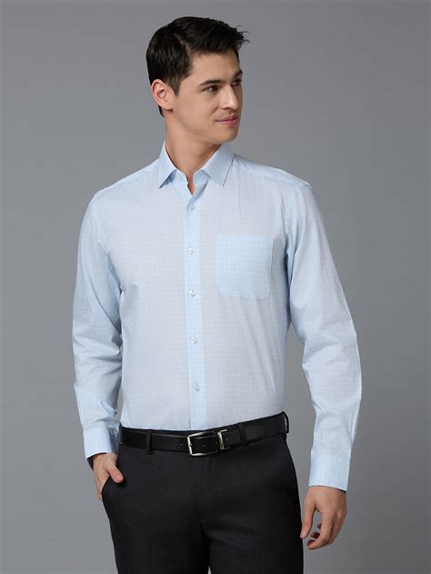 Sky Blue Checks 100% Cotton Regular Fit Formal Essential Full Sleeve S