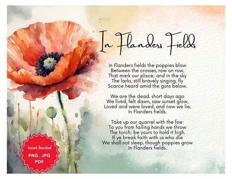 Poppy Flower Veterans Day Poem - FREE Printable A-Z
