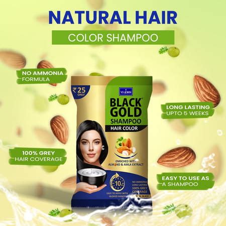 Buy VI-JOHN BLACK GOLD SHAMPOO HAIR COLOR ENRICHED WITH ALMOND & AMLA ...