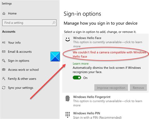 Image result for Camera Not Compatible with Windows Hello Face