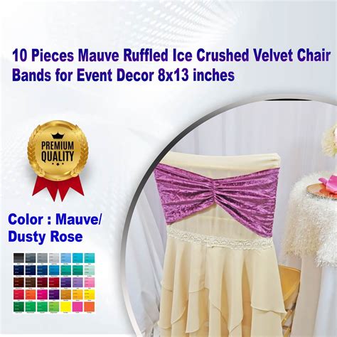 10 Pieces Mauve Ruffled Ice Crushed Velvet Chair Bands for Event Decor ...