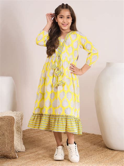 Buy Yellow ,white & black floral printed a-line Midi Dress