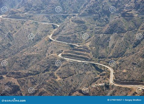 The Road of Hejaz Mountains Close Taif City in Makkah Province, Saudi ...