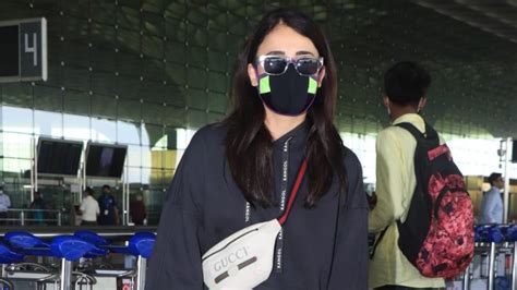 Radhika Madan pairs mini sweatshirt dress with Rs 57k bag at Mumbai ...