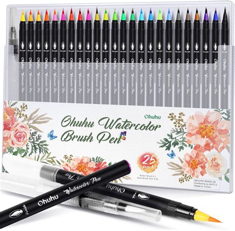 Buy Professional Watercolor Brush Markers Pen 24 Colors of Ohuhu, Water ...
