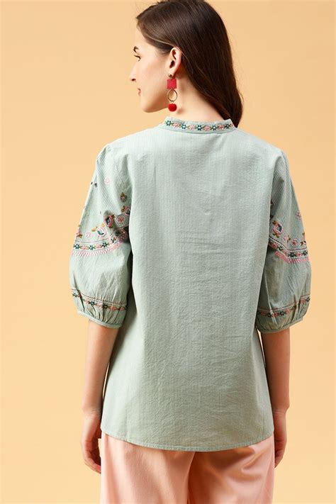 Buy Gipsy Sage Embroidered Cotton Tunic - Gipsy Online