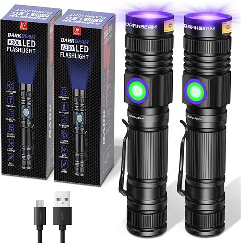DARKBEAM - Linterna UV de 365 nm, recargable, USB, para madera, luz ...