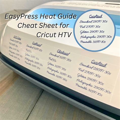 Easy press heat guide cheat sheet sticker beginners guide for cricut ...