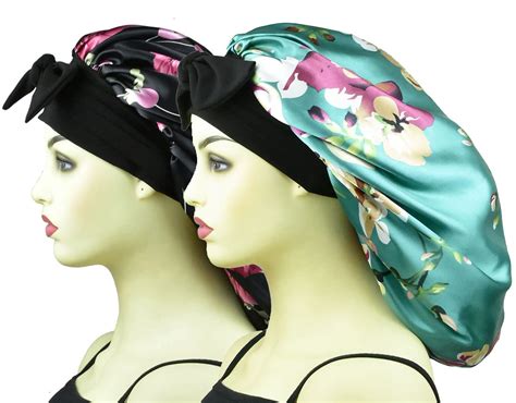 Buy Extra Large Satin Sleep Bonnet Cap for Women & Girls, Elastic Wide ...