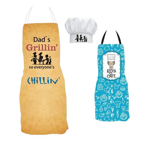 Buy TheYaYaCafe® Dad's Grillin Chilling Kids Cafe Junior Apron Set for ...