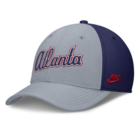 Nike® MLB Nike Gray/Navy Atlanta Braves Rise Swoosh Performance Flex Hat | Belk