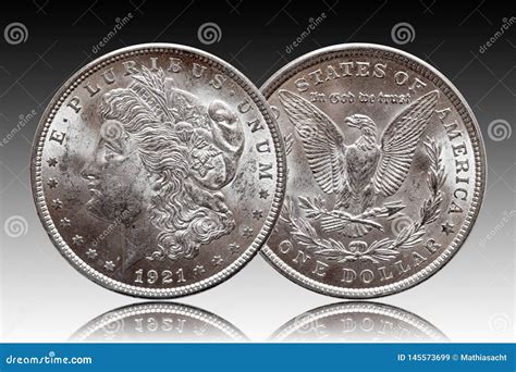 US Morgan Silver Dollar Coin Minted 1921 Stock Image - Image of gift ...