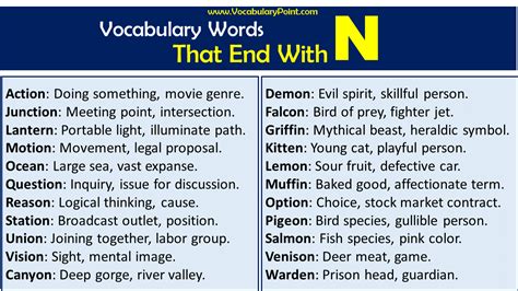 Vocabulary Words That End with N - Vocabulary Point