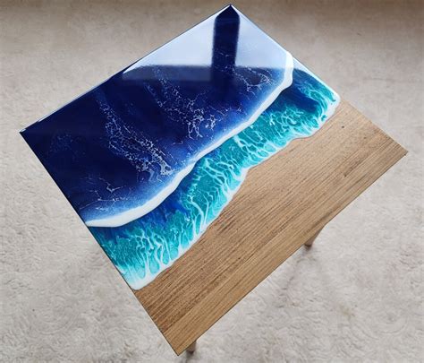 Wood and Resin Table, Interior Resin Art Table, Epoxy resin Side Table ...