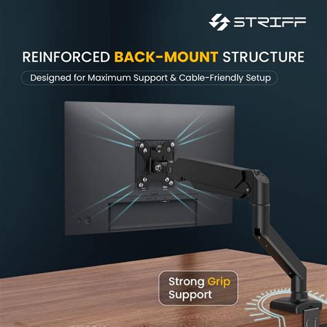 STRIFF Single Monitor Stand with Full Motion Arm | 360° Rotation & Hei ...