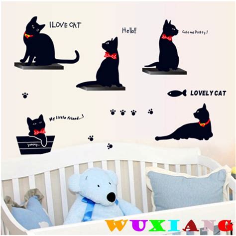 JAAMSO ROYALS Black Cats Nature Vinyl Self Adhesive Home Decor Wall ...