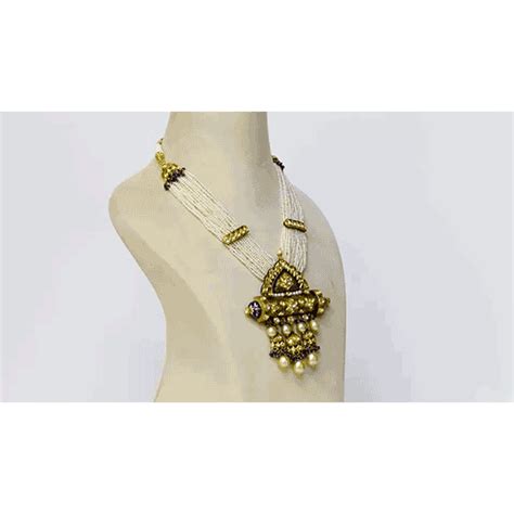 Traditional Tewta Style Long Pendant - (KMNE3420) – Surana Jewellers of ...