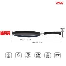 Buy Vinod Zest Aluminium Non Stick Dosa Omni Tawa - 25cm | 3mm Extra ...