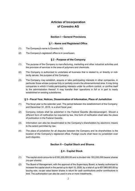 Free Printable Articles Of Incorporation Templates [PDF, Word] Non Profit