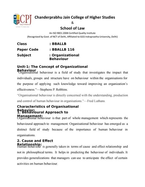 CPJ OB-3 - CPJ OB-3 - activities on human behaviour. provides ...