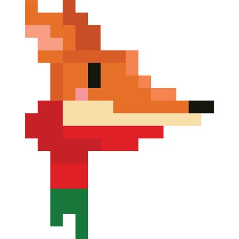 pixel art Renard tête avec rouge écharpe 27190584 PNG