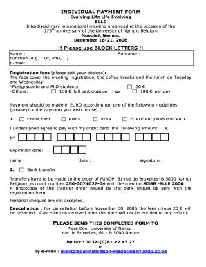 Fillable Online Downloadable form - ScienceNamur - FUNDP Fax Email ...