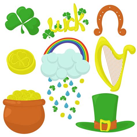 St. Patrick's day clipart set, good luck symbols for holiday design ...