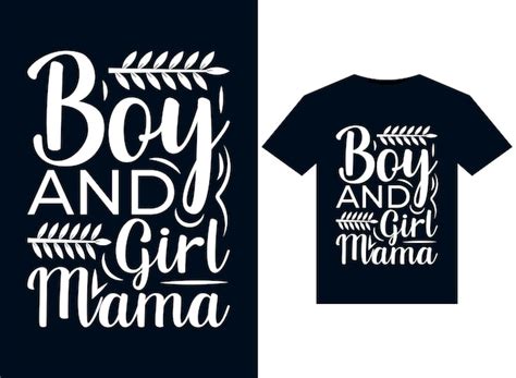 Boy and girl mama illustrations for print-ready t-shirts design ...