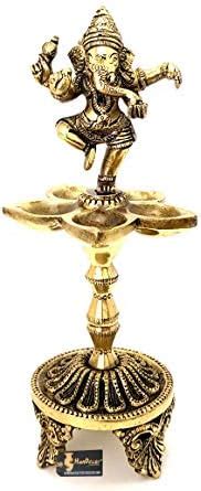 Buy Two Moustaches Dancing Ganesha Over Ethnic Legs Five Oil Wick Brass ...
