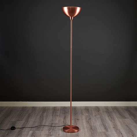 Modern Copper Uplighter Floor Lamp With Bowl Shaped Shade