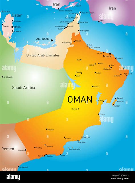 vector color map of Oman country Stock Photo - Alamy
