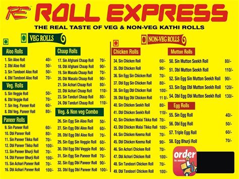 Menu at Roll Express, Fatehgarh Sahib