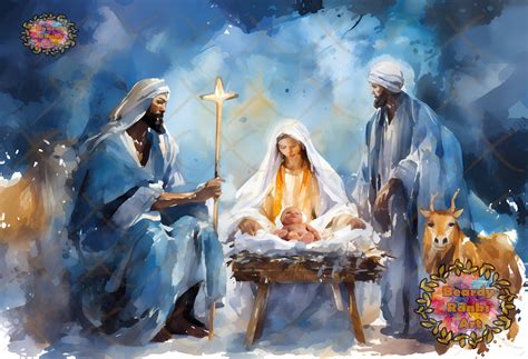 4 Christmas Nativity Scene Baby Jesus Prints, Christian Nativity Print ...