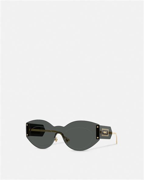 Gafas de sol Damier Plaque tipo pantalla Negro,Oro | VERSACE