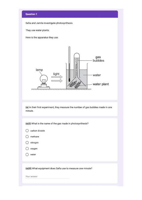 Experiment Questions Checkpoint: Photosynthesis & Reactions - Studocu