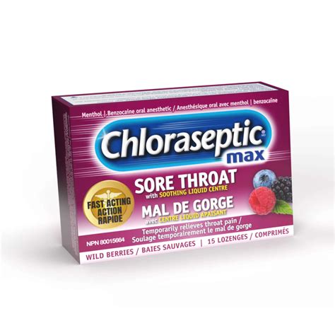 Chloraseptic Max Sore Throat Lozenges - Wild Berry Flavor, 15 Count for ...