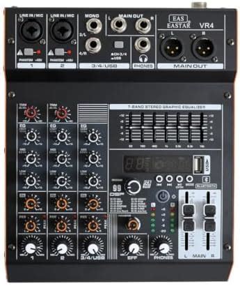 kh 4-Channel Professional Audio Mixer Console with Bluetooth, USB ...