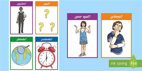 Who What Where When Why Word Cards Spanish (teacher made)